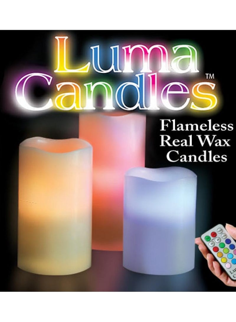 Luma Candles Real Wax Flameless Candles with Remote Control Timer, 3 Candle Set - Image 1