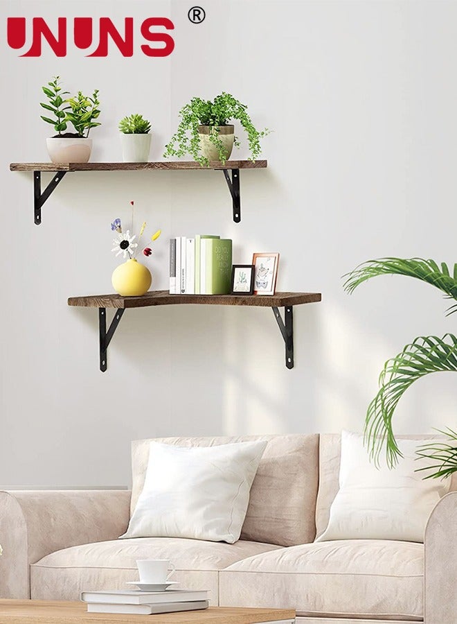 UNUNS Floating Corner Shelves,Wall Shelves Set of 4,Wall Mounted Wood Shelves For Home Decor,Bedroom,Living Room,Bathroom,Kitchen,Office - Image 4