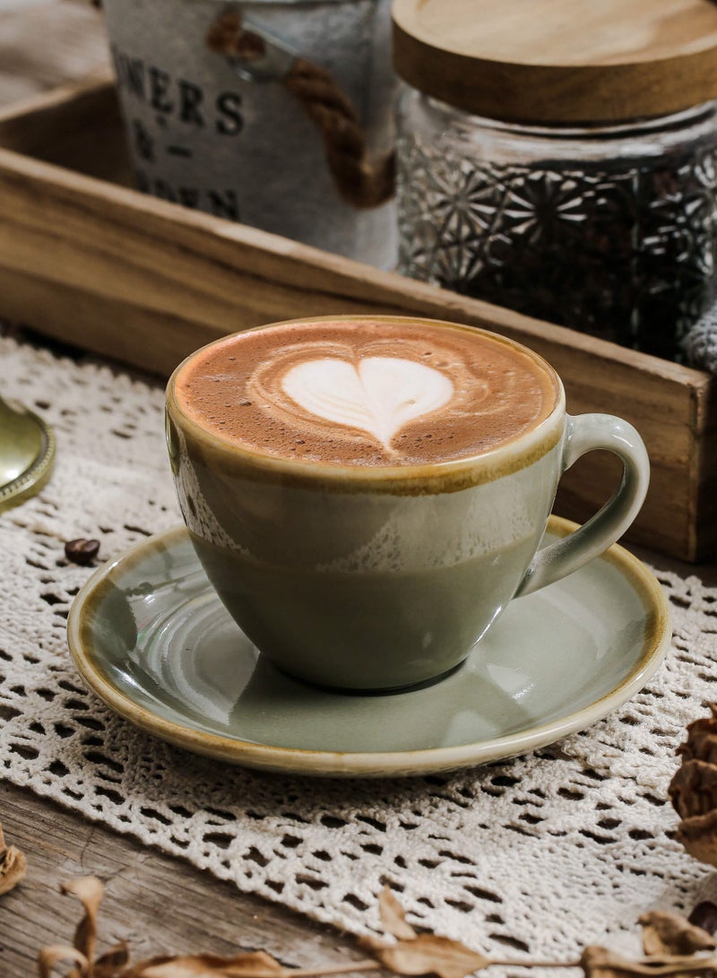 Shuer Ceramic coffee cup, Latte coffee cup，Cappuccino coffee cup，Cup and Saucer Set Suitable for Home Office Restaurant Gifts Garden Party Home Afternoon Tea Set Ceramic Milk Tea Cup Water Cup - Image 1