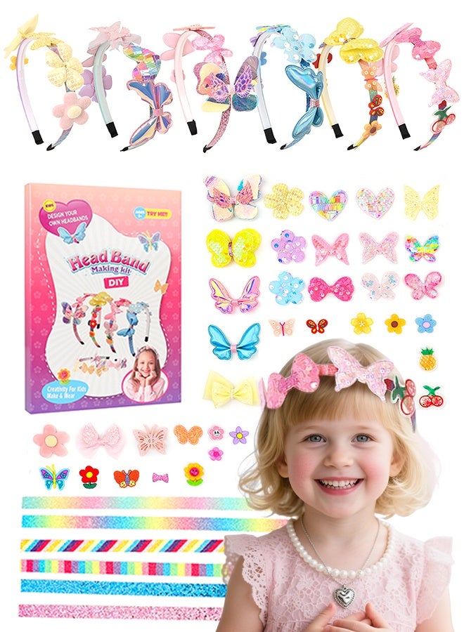 Xkimos Headband Making Kit, Girls Hair Accessories, Girls DIY Headband Making Kit, Art Craft Gift for Kids Ages 5+, Girls Fashion Craft Kit - Image 1