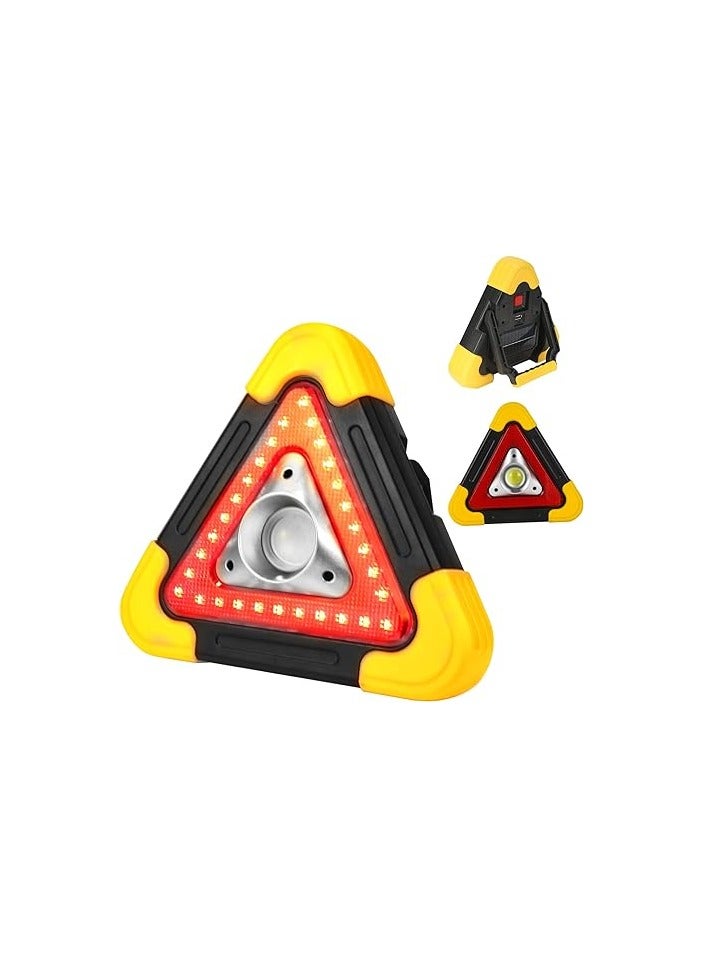 iforecjw Versatile and Durable LED Car Emergency Triangle with Four Modes, USB and Solar Charging, and Multiple Safety Features - Suitable for Camping, Travel, and Outdoor Adventures - Image 1