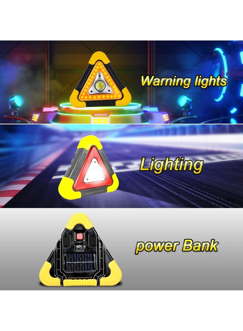 iforecjw Versatile and Durable LED Car Emergency Triangle with Four Modes, USB and Solar Charging, and Multiple Safety Features - Suitable for Camping, Travel, and Outdoor Adventures - Image 4