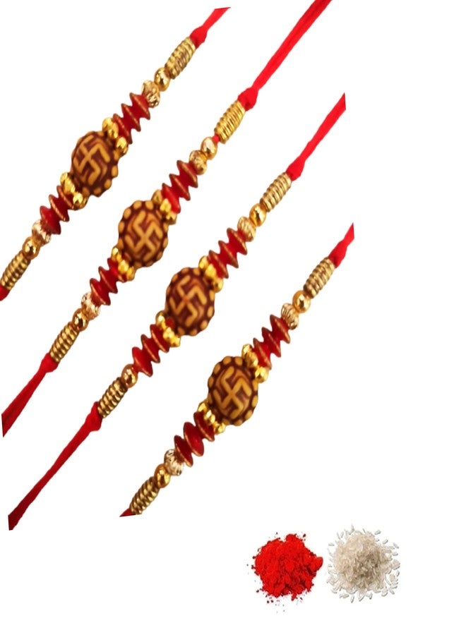 CRAFTOMANIC Traditional Fancy Pearl, Rudraksh Multi Designer Rakhi For Brother, Raksha Bandhan Rakhi With Roli TilakPearl Rakhi for Men's & Boy's/Dora Rakhi Set for Brother with Roli Chawal
