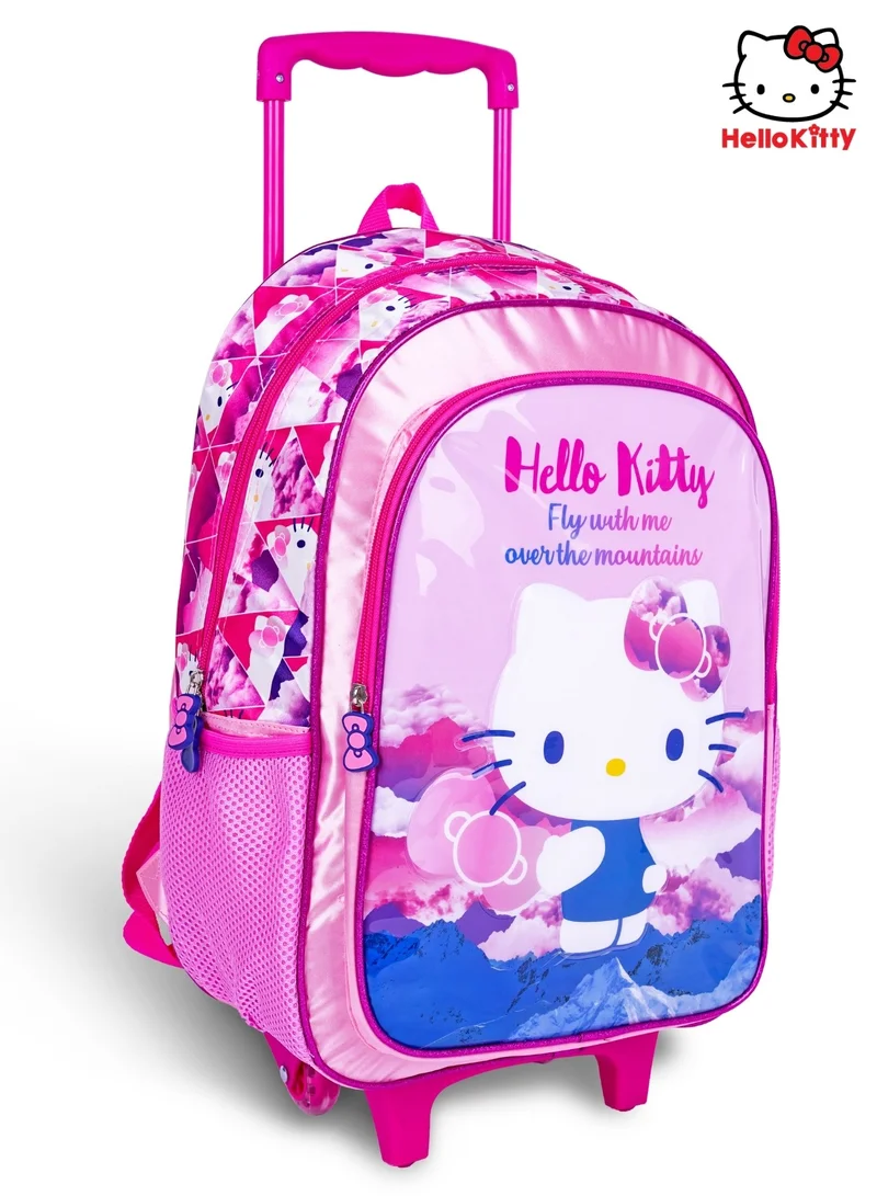 Sanrio Hello Kitty 5-in-1 Trolley School Bag Set - Ergonomic Backpack, Water Bottle, Lunch Box, Insulated Bag & Pencil Case, Lightweight & Durable, for Girls 6+, Perfect for School & Travel