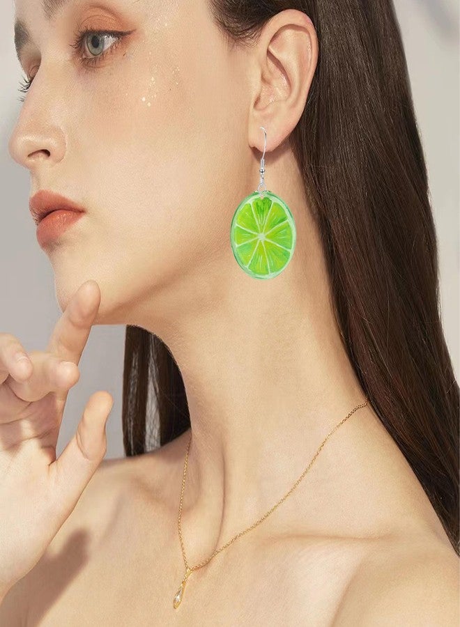 Anmpab Acrylic Fruit Earrings for Women Tomato Kiwi Orange Watermelon Grapefruit Cute Fun Summer Dangle Drop (Lime) - Image 3
