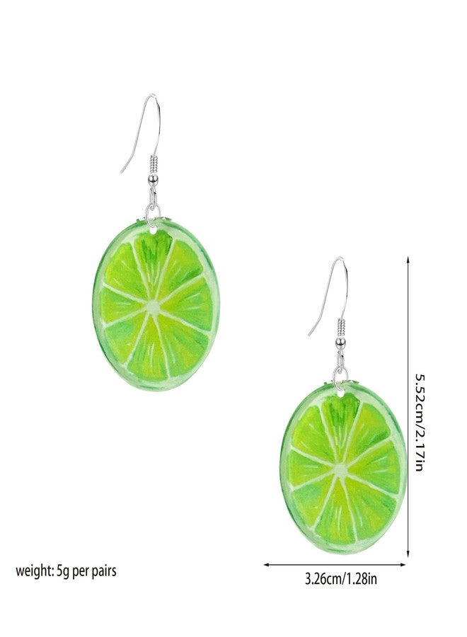 Anmpab Acrylic Fruit Earrings for Women Tomato Kiwi Orange Watermelon Grapefruit Cute Fun Summer Dangle Drop (Lime) - Image 5
