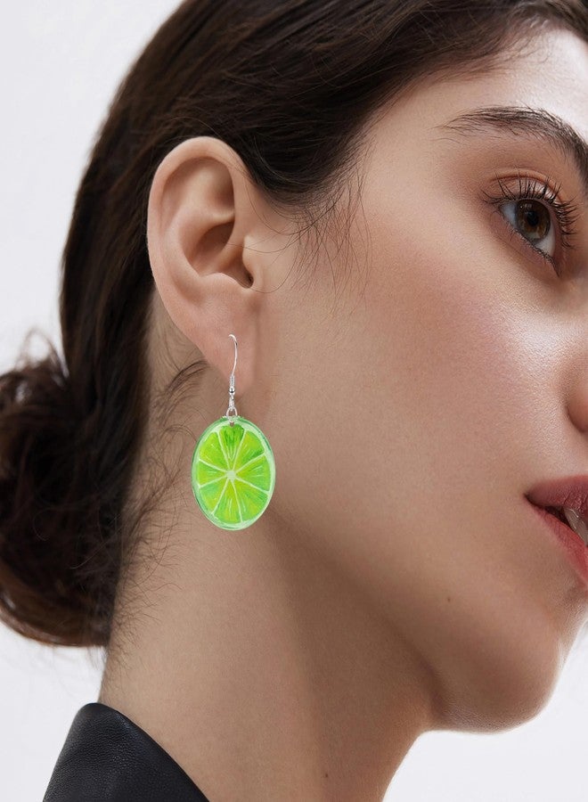 Anmpab Acrylic Fruit Earrings for Women Tomato Kiwi Orange Watermelon Grapefruit Cute Fun Summer Dangle Drop (Lime) - Image 4