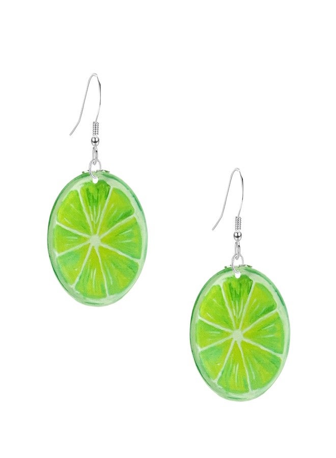 Anmpab Acrylic Fruit Earrings for Women Tomato Kiwi Orange Watermelon Grapefruit Cute Fun Summer Dangle Drop (Lime) - Image 1