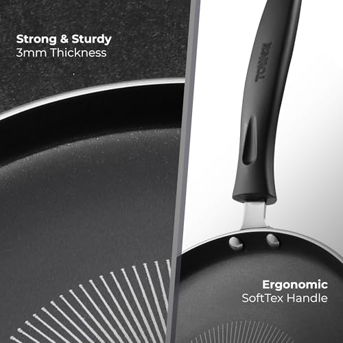 Tower SmartStart 30cm Aluminium Non Stick Dosa Tawa/Roti Tawa with Red Spot Heat Indicator, Perfect for Roti/Paratha/Omelette, PFOA Free, Induction & Gas Compatible, Soft Touch Handle, 2 Year Warranty - Image 5