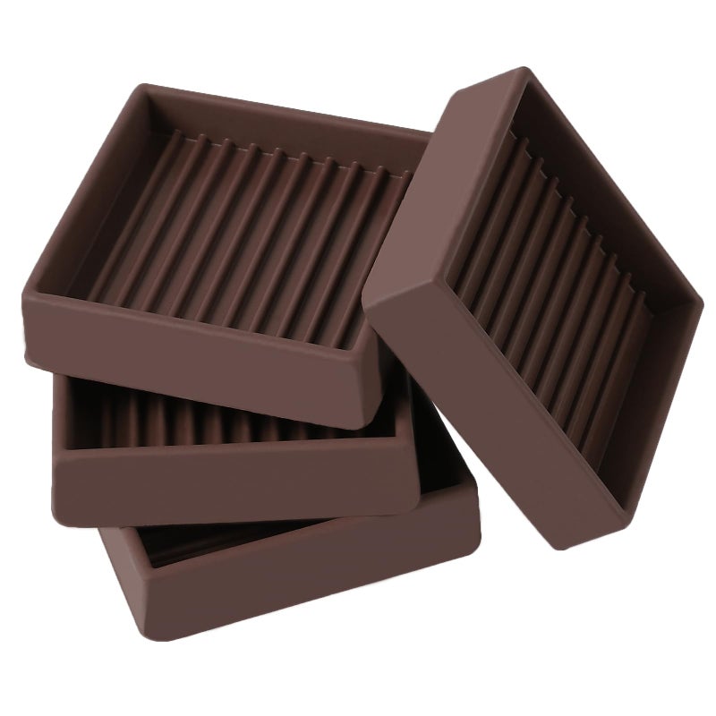 Jayen 2x2 Square Rubber Furniture Caster Cups, Anti-Sliding Furniture Pads Bed Stopper Floor Protectors with Grip - Protect Any Flooring - Image 1