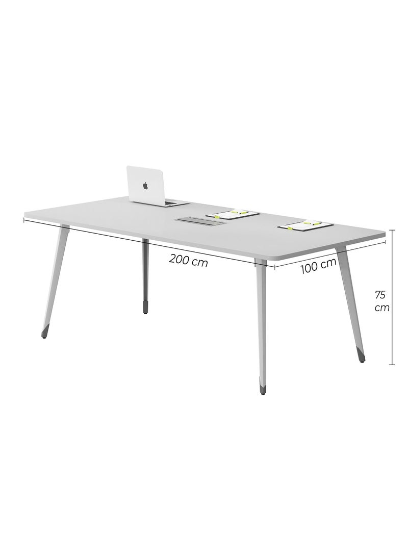 Neo Front Meeting Table Conference Table  with Rectangle Grommet, Boat Shaped Seminar Boardroom Table for Office Conference Room TC-F620