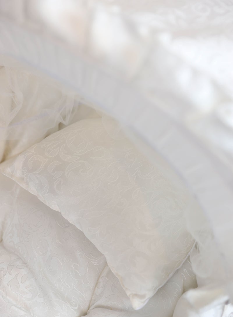 FUN MOMENT Baby cradle Moses basket for babies with mosquito net with white holder with wheels - Image 4