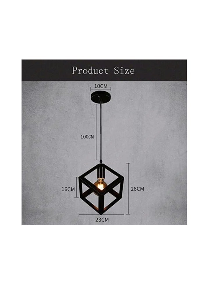 Vintage Ceiling Pendant Light Base 1 Lamp holder E27 Ac110-220V Quadrate Iron Hanging Lamp Chandelier Loft Industrial Retro Antique Style Dining Hall Restaurant Bar Cafe Lighting  - Image 4