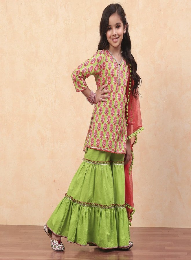 BIBA Girl's Cotton Salwar Suit Sets (KW4991EAW24GREEN - Image 3