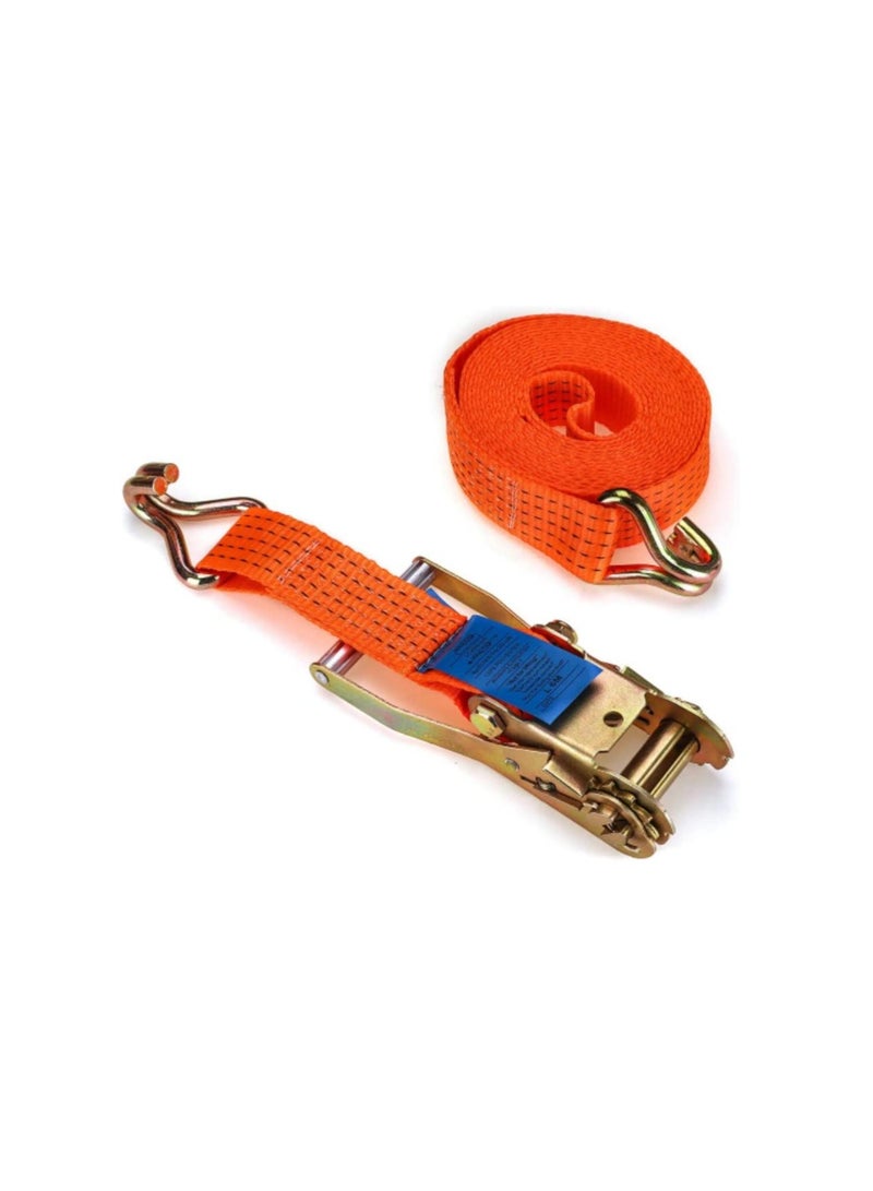 Loquat Heavy Duty Cargo Lashings Straps Ratchet  Fastening Tape Tie Down Hook 2”x10 Metre - Orange - Image 1