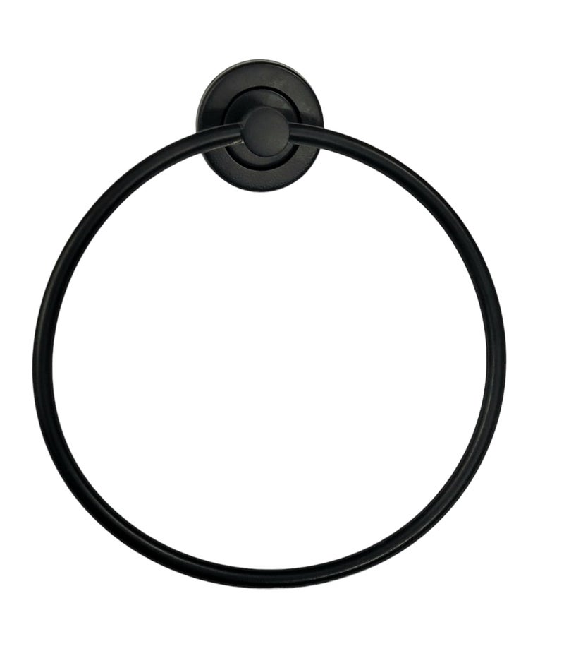 NOOKS Modern Towel Ring Holder for Bathroom, Wall-Mounted, Black Metal, Round Design (Pack of 1) - Image 2