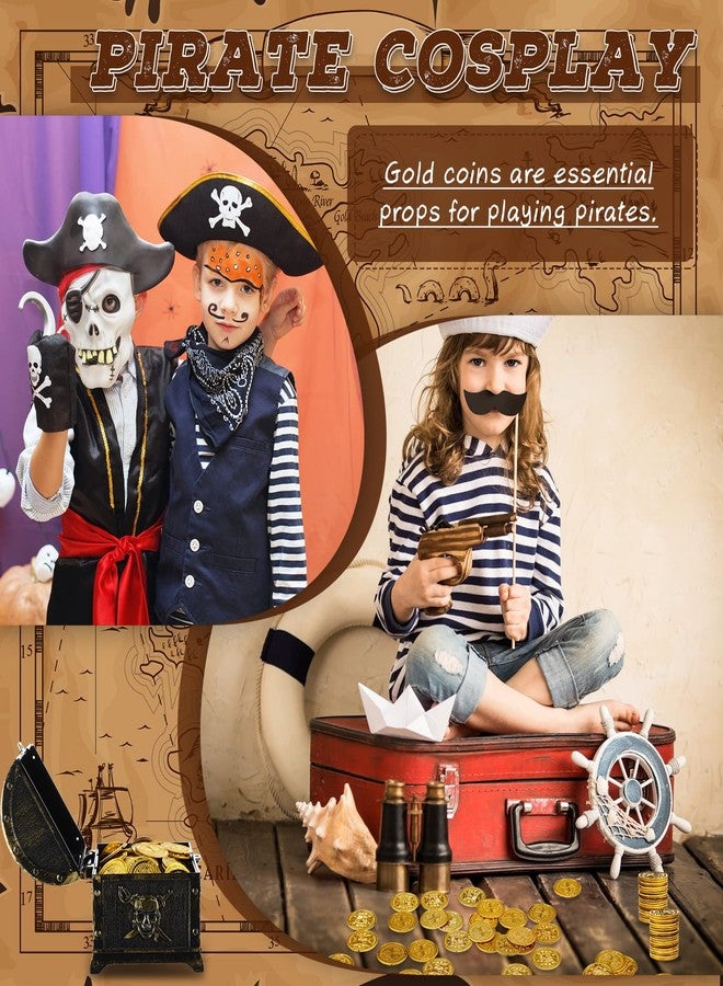 Hanaive 500 Pcs Plastic Pirate Coins Bulk Fake Pirate Treasure Chest Halloween Toy Coins Replica Spanish Doubloons for Treasure Hunt Board Game Cosplay Party Decorations(Gold) - Image 5