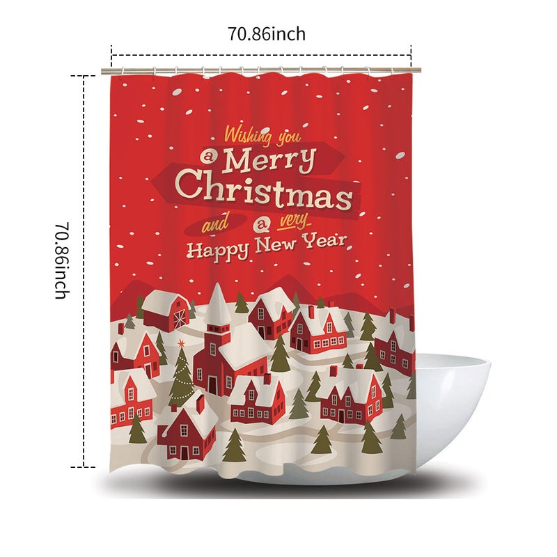 Shower Curtain Christmas Decoration Bath Curtains Waterproof Polyester Fabric Bathroom Curtains for Bathtub Showers 12 Metal Grommets and Hooks - Image 2