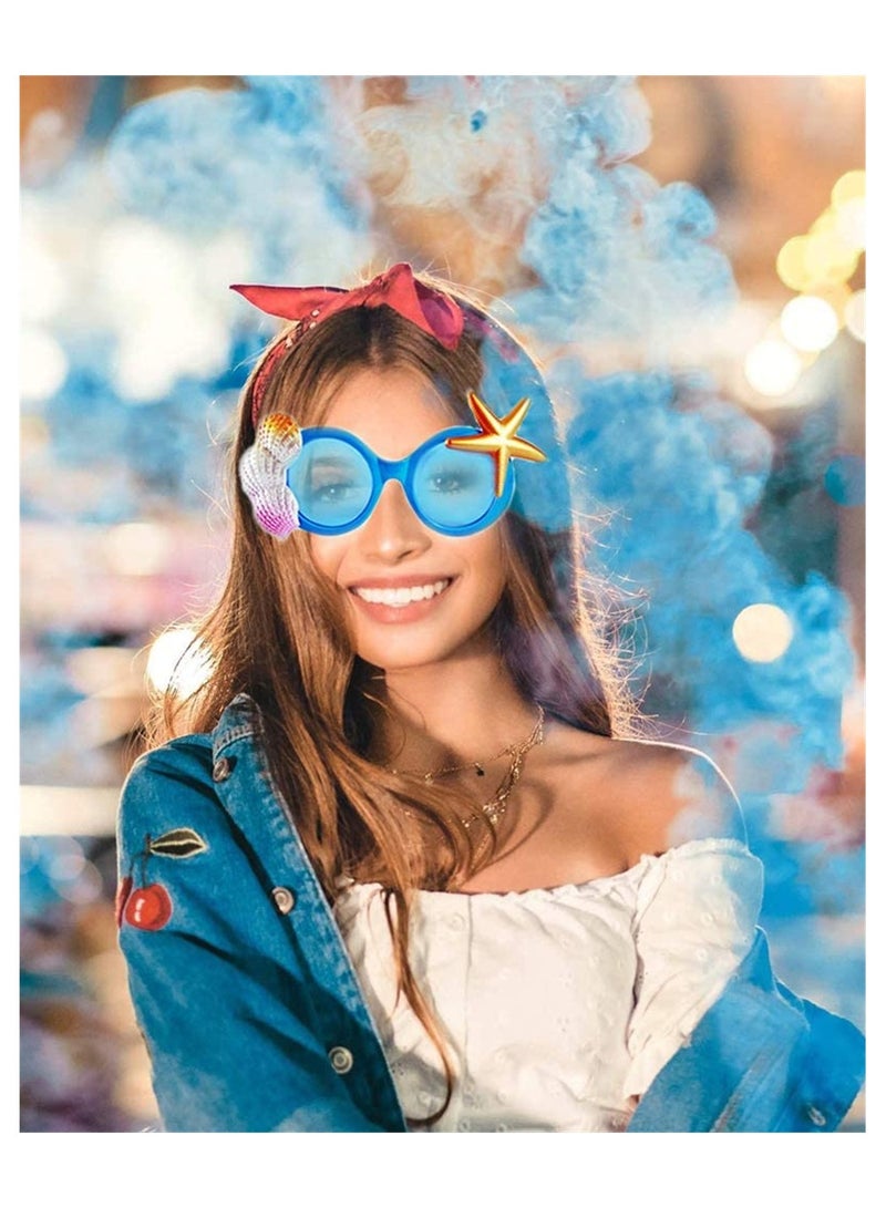 SYOSI نظارات شمسية مضحكة، نظارات حفلات مبتكرة، نظارات هاواي الاستوائية المضحكة، لوازم حفلات التنكر، إكسسوارات نظارات ذات طابع هاواي، أدوات تصوير على الشاطئ (6 قطع) - Image 5