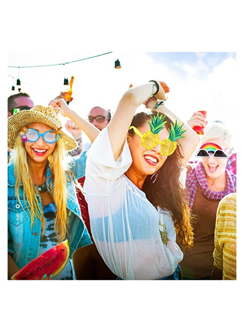 SYOSI نظارات شمسية مضحكة، نظارات حفلات مبتكرة، نظارات هاواي الاستوائية المضحكة، لوازم حفلات التنكر، إكسسوارات نظارات ذات طابع هاواي، أدوات تصوير على الشاطئ (6 قطع) - Image 3