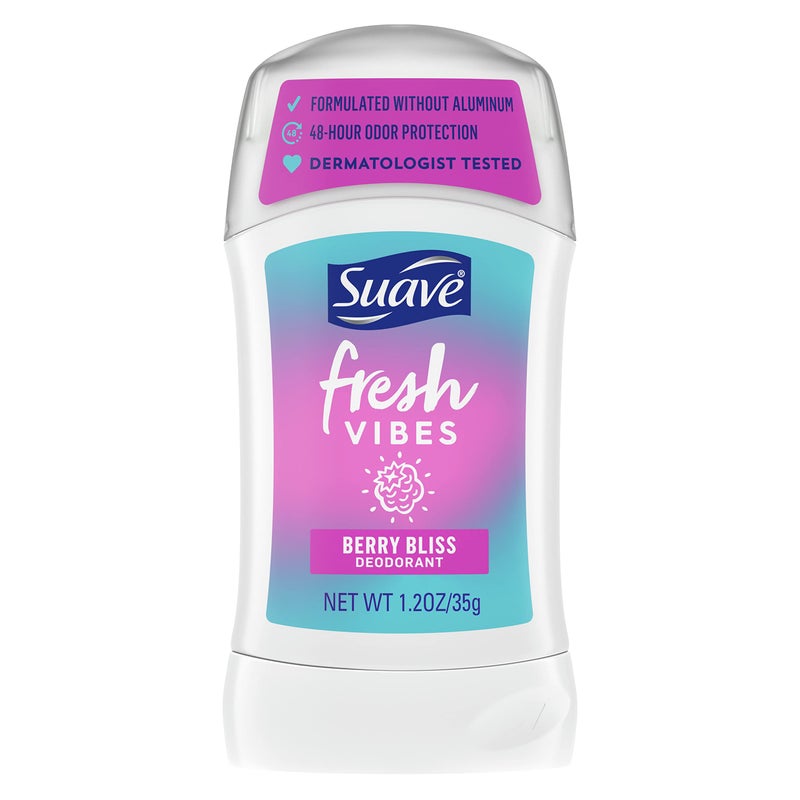 Suave Fresh Vibes Deodorant Stick Aluminum Free 48 Hour Deodorant Protection Berry Bliss Dermatologist Tested Body Deodorant 1.2 oz - Image 1