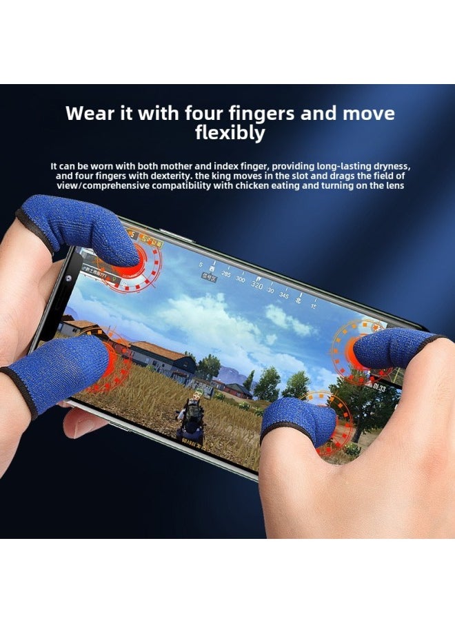 Generic Explosions Game Finger Sleeve Chicken Eating Artifact King E-sports Finger Sleeve Touch Screen Breathable Sweat-proof Hand Swim Finger Sleeve-Product Color:Carbon Fiber Black And Blue Bare Metal Single  - Image 4