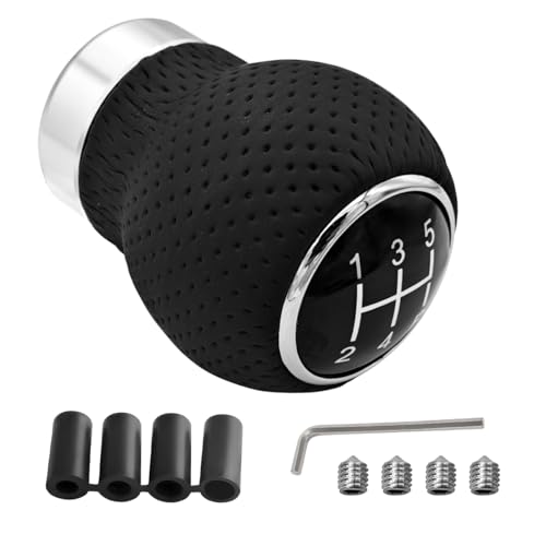 Bittwee Car Gear Shift Knobs, 5 Speed Manual Vehicle Gearbox Shifter Lever, Leather Automotive Interior Shifting Stick Handle Replacement Accessories, Universal for SUV, Truck, RV - Image 1