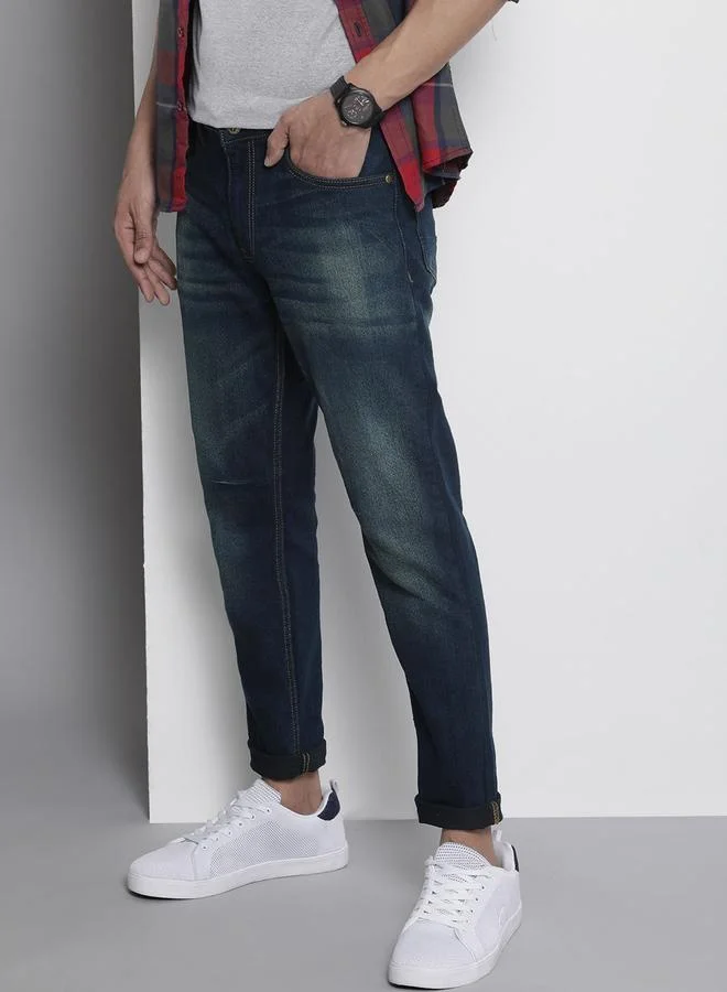 The Indian Garage Co Men Mid Rise Faded Slim Fit Jeans