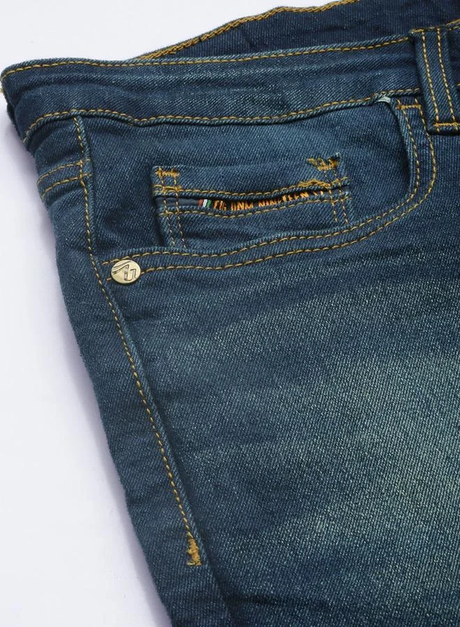 The Indian Garage Co Blue The Indian Garage Co Men Mid Rise Faded Slim Fit Jeans for Men | Best Price UAE