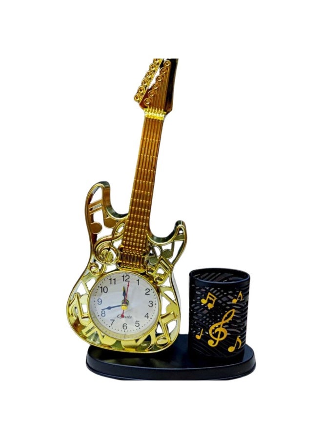 Plastic Guitar-Shaped Alarm Clock with Pencil Holder – Fun and Functional Design for Kids and Teens