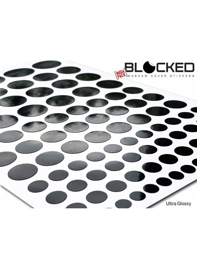 BLOCKED Stackable Webcam/Camera Vinyl Covers | 95 Low-Tack Restickable Webcam Stickers | 5-Sizes | Black 95-Pack (Ultra Glossy) - Image 2