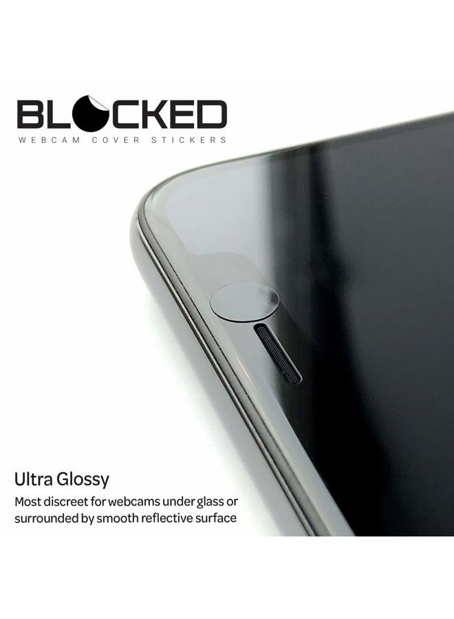 BLOCKED Stackable Webcam/Camera Vinyl Covers | 95 Low-Tack Restickable Webcam Stickers | 5-Sizes | Black 95-Pack (Ultra Glossy) - Image 3