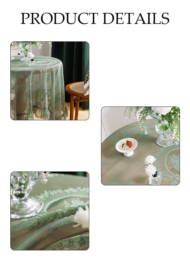 DUNISO مفرش طاولة دانتيل، حصيرة طاولة مضادة للغبار، مفرش طاولة شاي مضاد للانزلاق، مقاوم للحرارة ومتين، مناسب لطاولات الطعام، المكاتب، طاولات الزينة، العدادات، طاولات القهوة، 140*140 سم - Image 3
