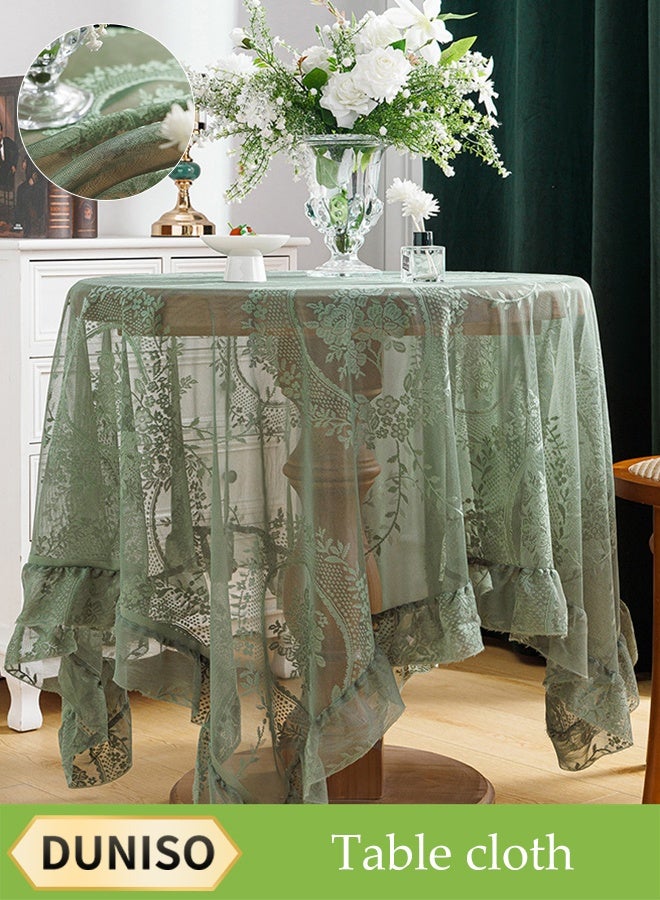 DUNISO مفرش طاولة دانتيل، حصيرة طاولة مضادة للغبار، مفرش طاولة شاي مضاد للانزلاق، مقاوم للحرارة ومتين، مناسب لطاولات الطعام، المكاتب، طاولات الزينة، العدادات، طاولات القهوة، 140*140 سم - Image 1