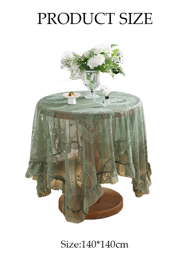 DUNISO مفرش طاولة دانتيل، حصيرة طاولة مضادة للغبار، مفرش طاولة شاي مضاد للانزلاق، مقاوم للحرارة ومتين، مناسب لطاولات الطعام، المكاتب، طاولات الزينة، العدادات، طاولات القهوة، 140*140 سم - Image 2