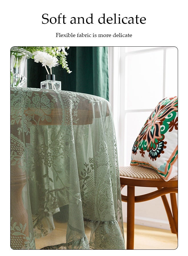 DUNISO مفرش طاولة دانتيل، حصيرة طاولة مضادة للغبار، مفرش طاولة شاي مضاد للانزلاق، مقاوم للحرارة ومتين، مناسب لطاولات الطعام، المكاتب، طاولات الزينة، العدادات، طاولات القهوة، 140*140 سم - Image 5