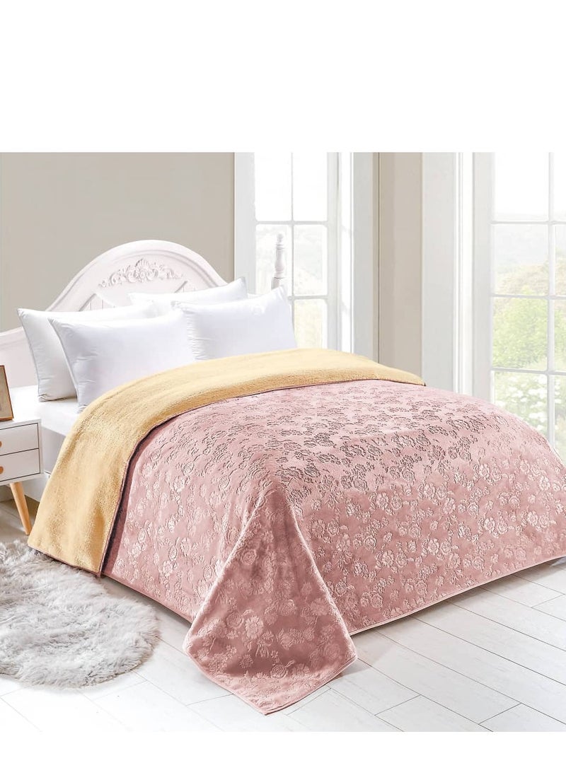 Double-sided blanket, soft velvet and warm fur, elegant design, size 240x200 cm