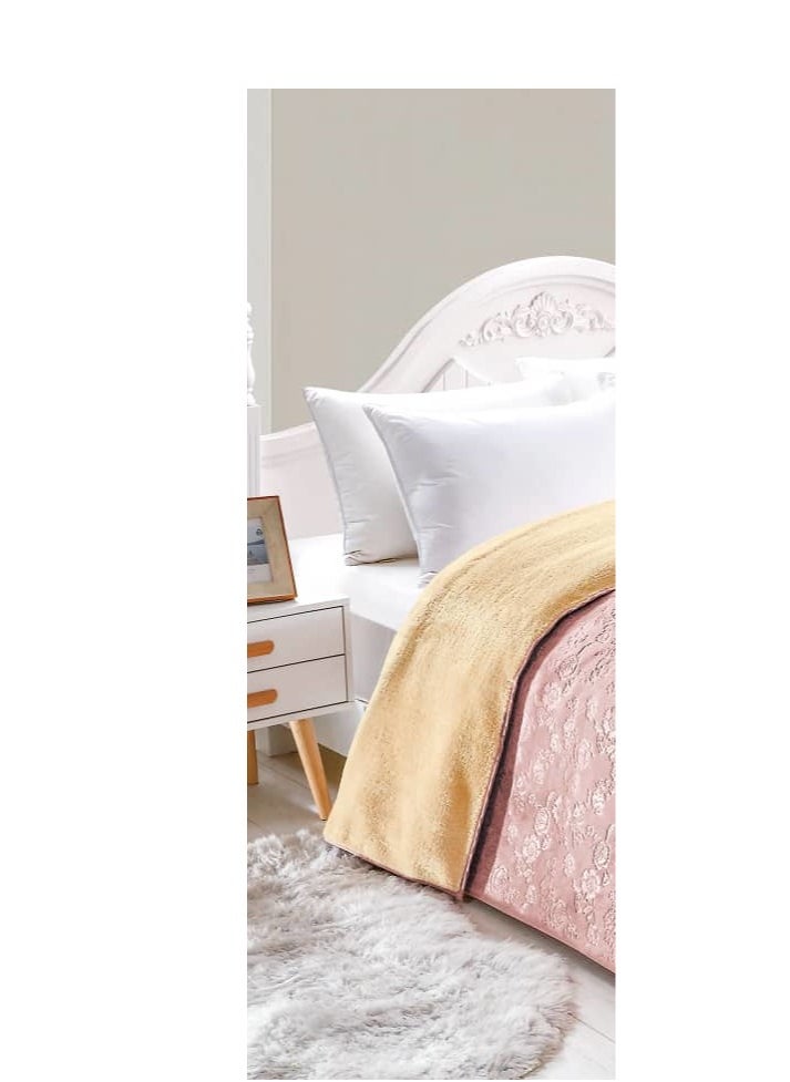 Double-sided blanket, soft velvet and warm fur, elegant design, size 240x200 cm