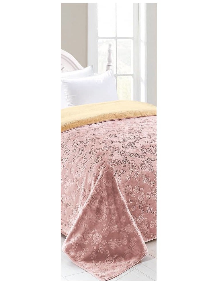Double-sided blanket, soft velvet and warm fur, elegant design, size 240x200 cm