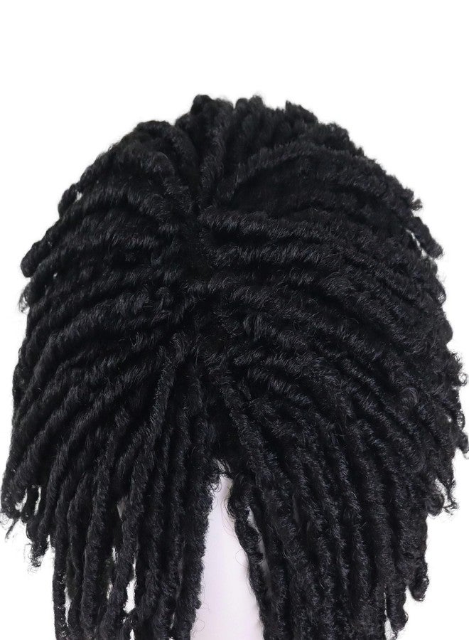 GNIMEGIL Mens Dreadlock Wig Black Curly Male Fake Dreads Loc Short Braided Wig with Bangs Realistic Twist Rasta Wigs Roleplay - Image 4
