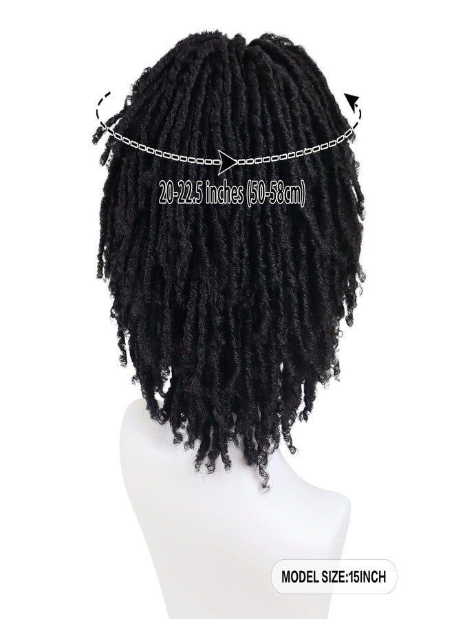 GNIMEGIL Mens Dreadlock Wig Black Curly Male Fake Dreads Loc Short Braided Wig with Bangs Realistic Twist Rasta Wigs Roleplay - Image 2