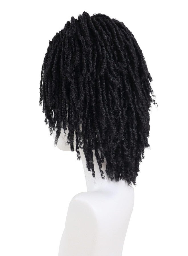 GNIMEGIL Mens Dreadlock Wig Black Curly Male Fake Dreads Loc Short Braided Wig with Bangs Realistic Twist Rasta Wigs Roleplay - Image 3