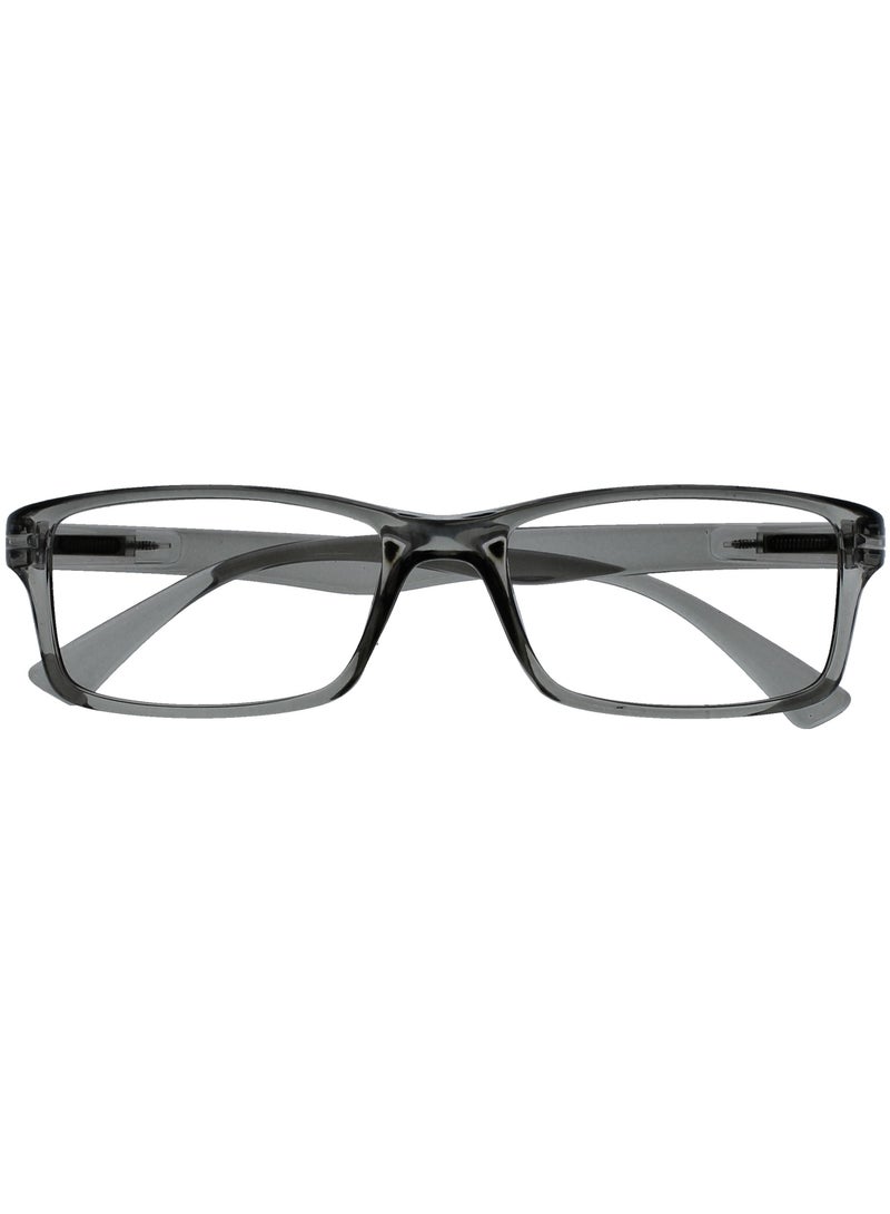 OPULIZE PEP Reading Glasses for Women Men - Large Rectangular Designer Frame - Comfort Spring Hinges - Scratch Resistant - Grey +1.50 - Image 1