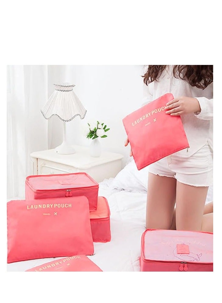 6-Piece Clothes Storage Bag Set for Travel and Outdoor Use, Pink - Image 2