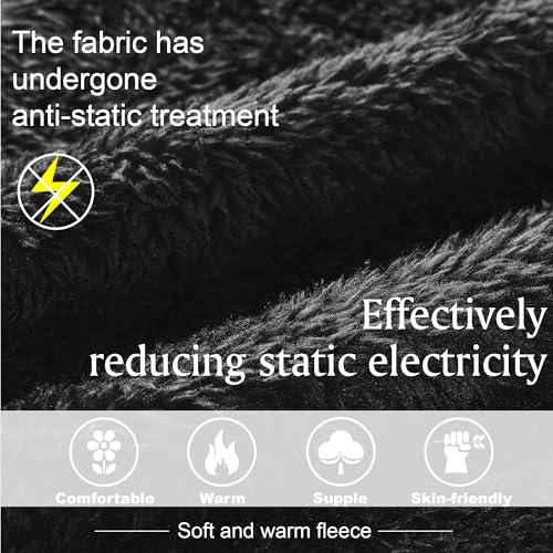 Inner Wish Women Hooded Plush Robe, Fleece Cozy Warm Bathrobe Fuzzy Female Spa Robe With Pockets Spa Bathrobe,BLACK+BURGUNDY, S/M - Image 4
