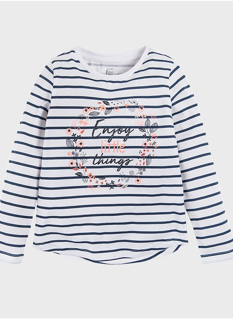 SMYK Kids Stripes Printed Round Neck Long Sleeve T-Shirt