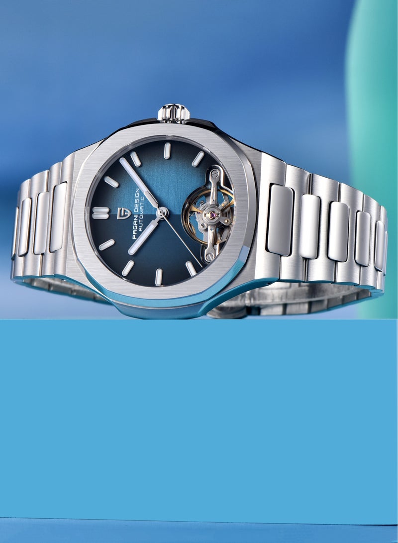 PAGANI DESIGN Luxury Men's Mechanical Automatic Watches, Skeleton Tourbillon, Stainless Steel Strap With Sapphire Glass Watch Window, Elegant Stylish, Fashion Business Men's Watch - Image 4