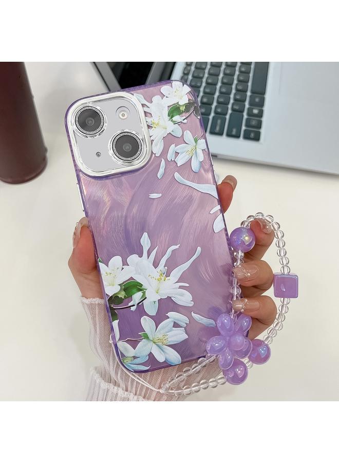 اس-توب جراب لهاتف iPhone 13 مصنوع من مادة TPU بتصميم زهور ونباتات مطلية بالكهرباء - Image 1