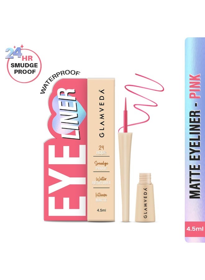 Glamveda Liquid Eye Liner, Pink, Long Lasting Matte Waterproof Liner - Smudge Proof, Transfer Proof Eye Makeup, Bold, Clean, Smudge-Free Look 24-Hour Long Stay 4.5 ml - Image 2