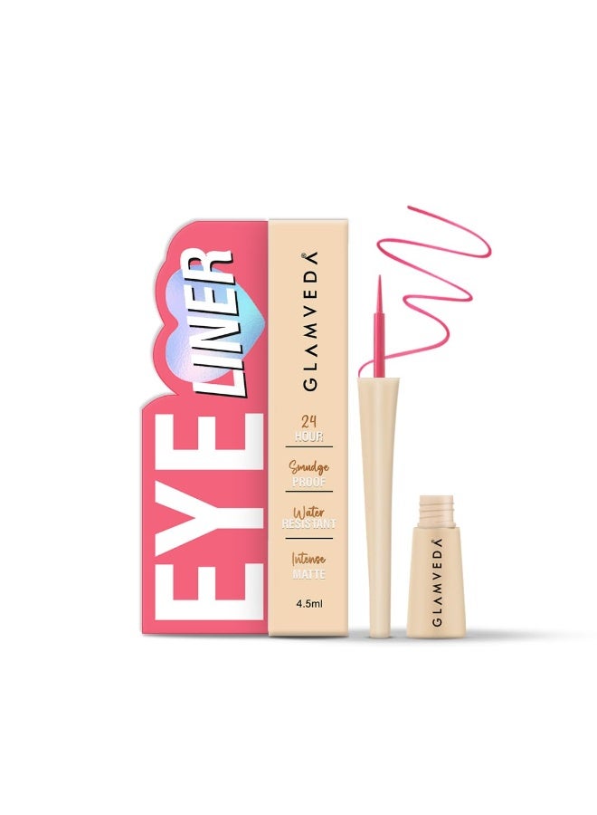 Glamveda Liquid Eye Liner, Pink, Long Lasting Matte Waterproof Liner - Smudge Proof, Transfer Proof Eye Makeup, Bold, Clean, Smudge-Free Look 24-Hour Long Stay 4.5 ml - Image 1